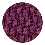 Purple Paisley Pattern Print Round Floor Mat