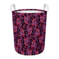 Purple Paisley Pattern Print Round Laundry Basket