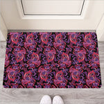 Purple Paisley Pattern Print Rubber Doormat