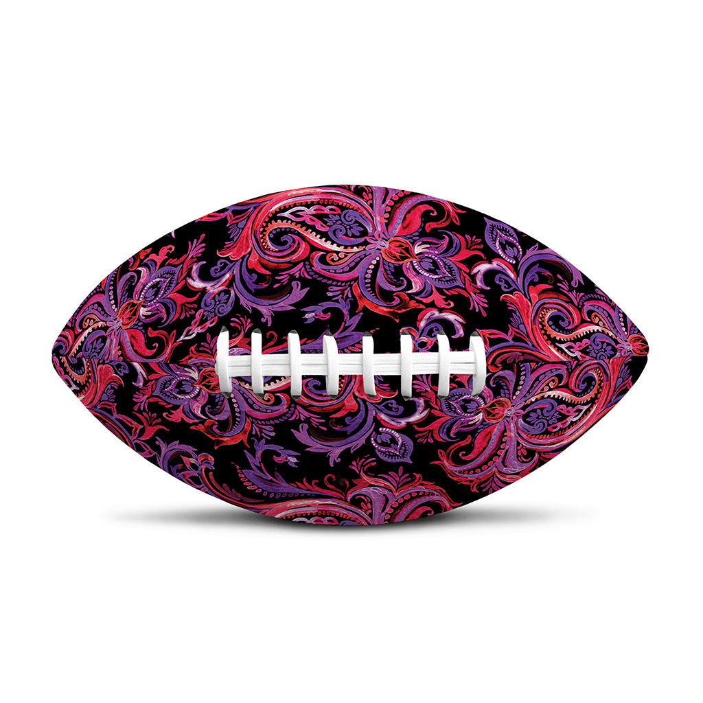 Purple Paisley Pattern Print Rugby Ball
