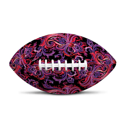 Purple Paisley Pattern Print Rugby Ball