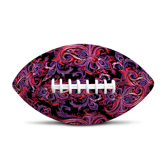 Purple Paisley Pattern Print Rugby Ball