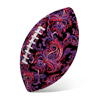 Purple Paisley Pattern Print Rugby Ball