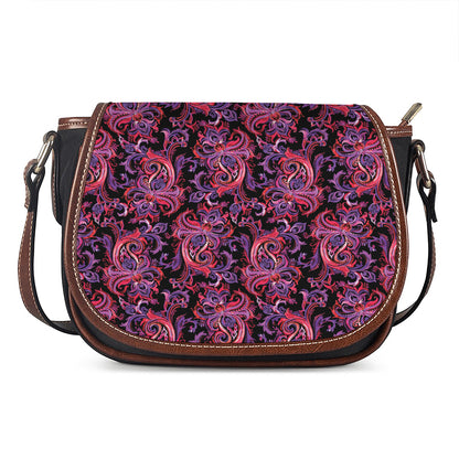 Purple Paisley Pattern Print Saddle Bag