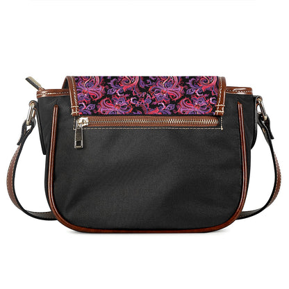 Purple Paisley Pattern Print Saddle Bag