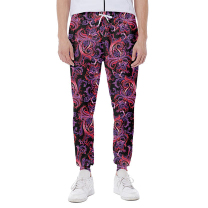 Purple Paisley Pattern Print Scuba Joggers