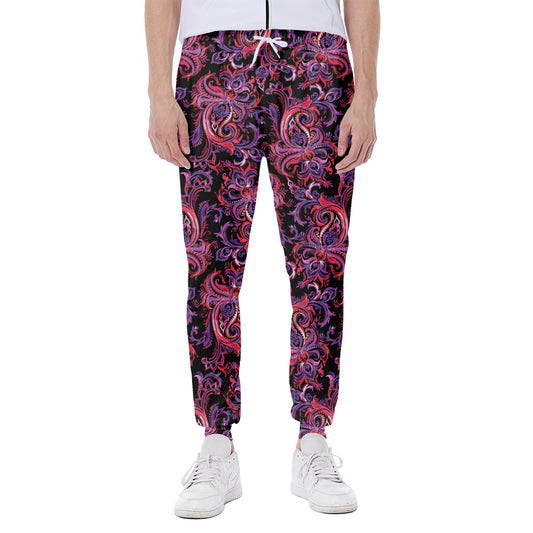 Purple Paisley Pattern Print Scuba Joggers