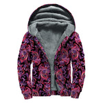 Purple Paisley Pattern Print Sherpa Lined Zip Up Hoodie
