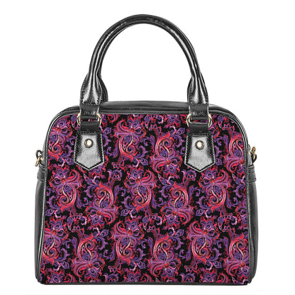 Purple Paisley Pattern Print Shoulder Handbag