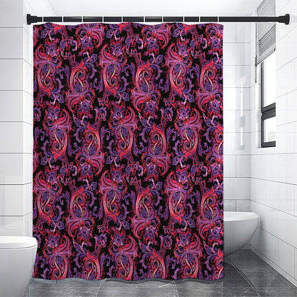 Purple Paisley Pattern Print Shower Curtain