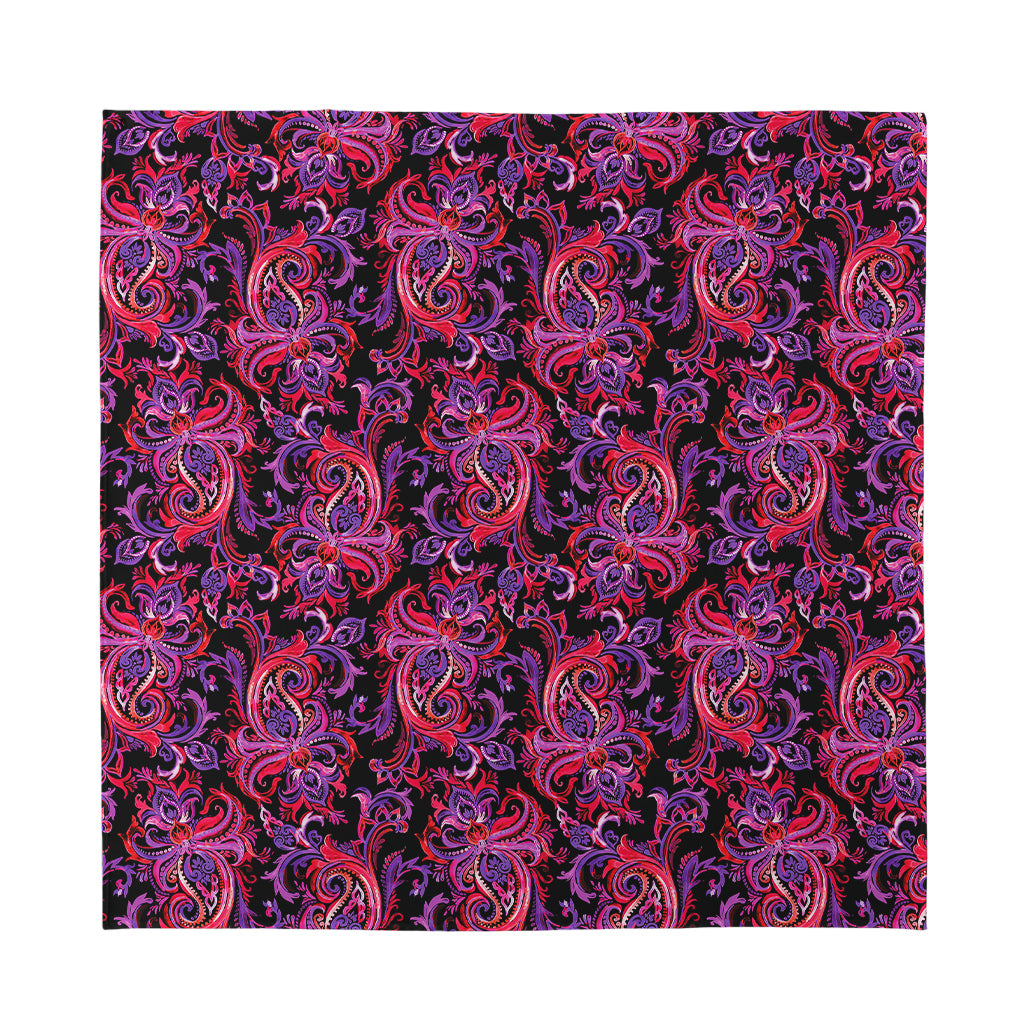 Purple Paisley Pattern Print Silk Bandana