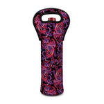 Purple Paisley Pattern Print Single Neoprene Wine Tote