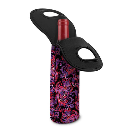 Purple Paisley Pattern Print Single Neoprene Wine Tote