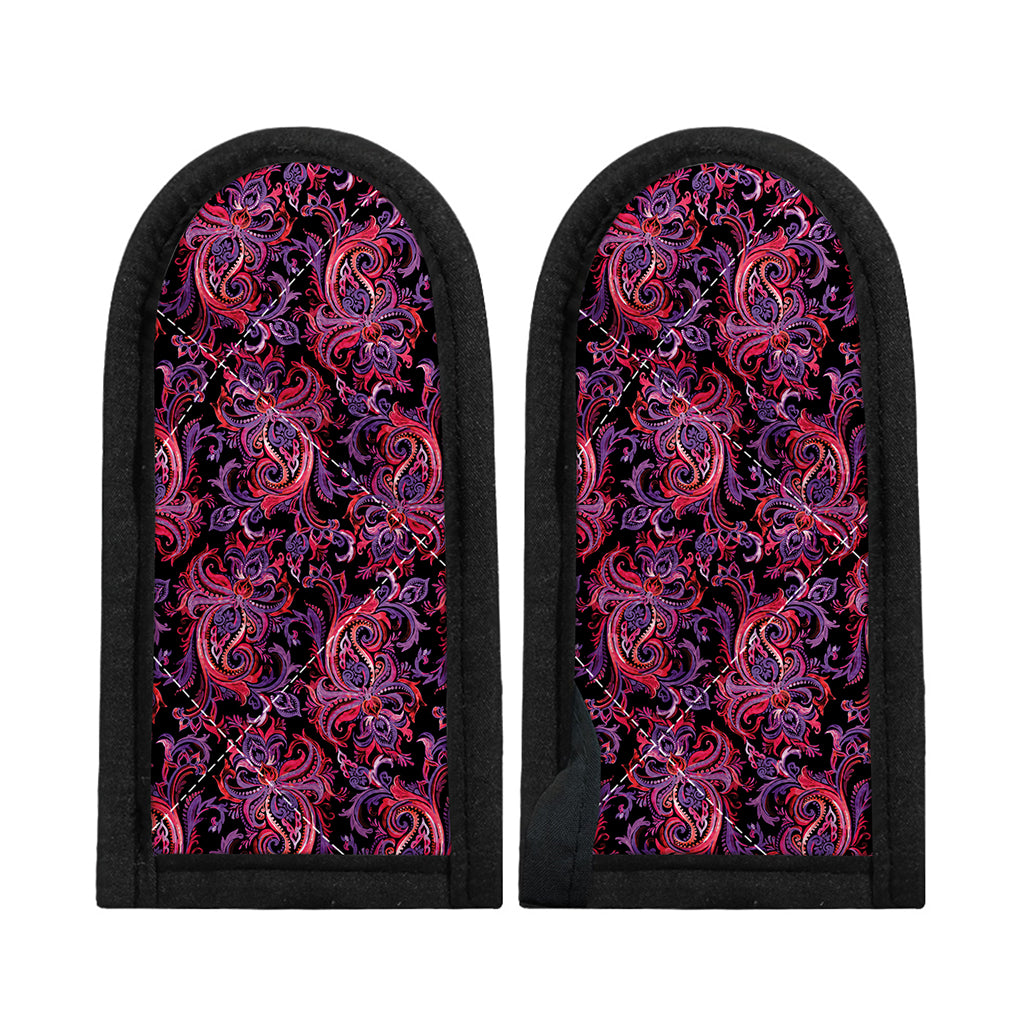 Purple Paisley Pattern Print Skillet Handle Cover