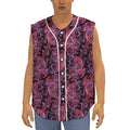Purple Paisley Pattern Print Sleeveless Baseball Jersey