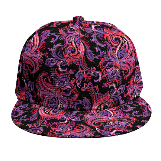 Purple Paisley Pattern Print Snapback Cap