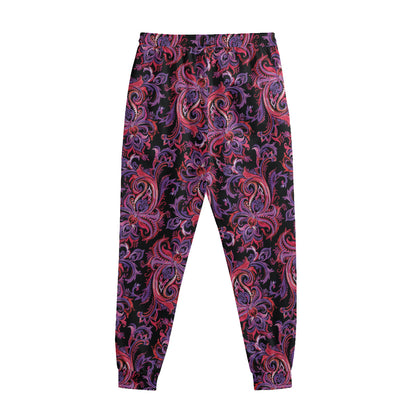 Purple Paisley Pattern Print Sweatpants