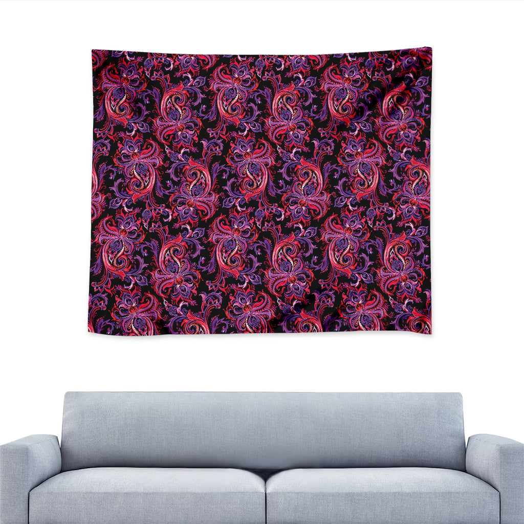 Purple Paisley Pattern Print Tapestry