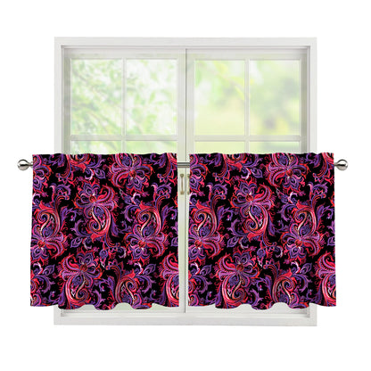 Purple Paisley Pattern Print Tier Curtains