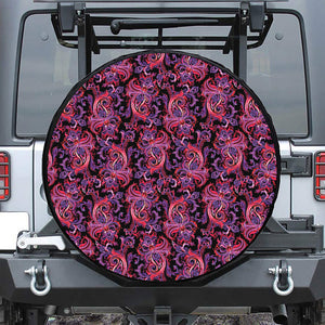 Purple Paisley Pattern Print Tire Cover