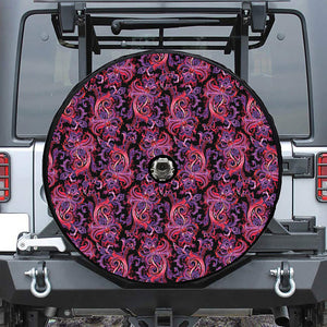 Purple Paisley Pattern Print Tire Cover With Camera Hole