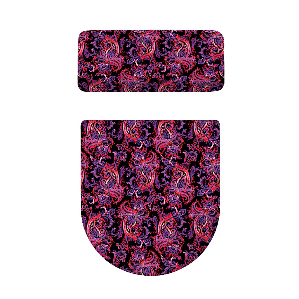 Purple Paisley Pattern Print Toilet Lid And Tank Cover Set
