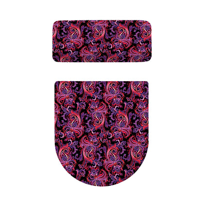 Purple Paisley Pattern Print Toilet Lid And Tank Cover Set