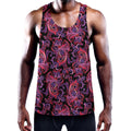 Purple Paisley Pattern Print Men's Workout Tank Top