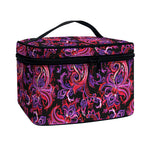 Purple Paisley Pattern Print Travel Makeup Bag