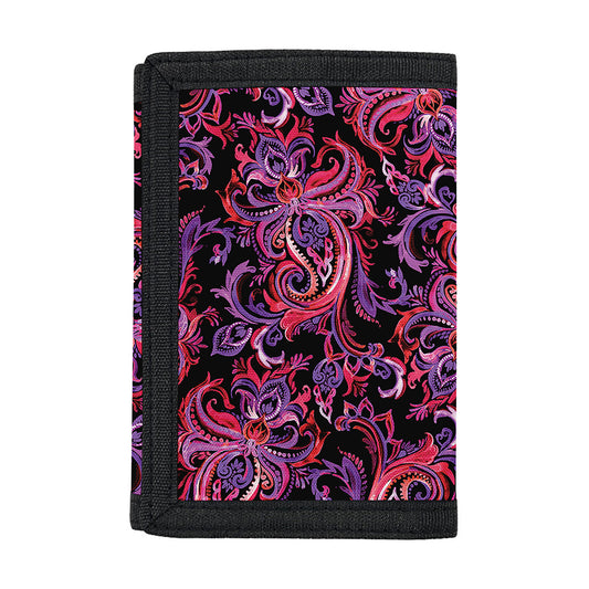 Purple Paisley Pattern Print Trifold Wallet