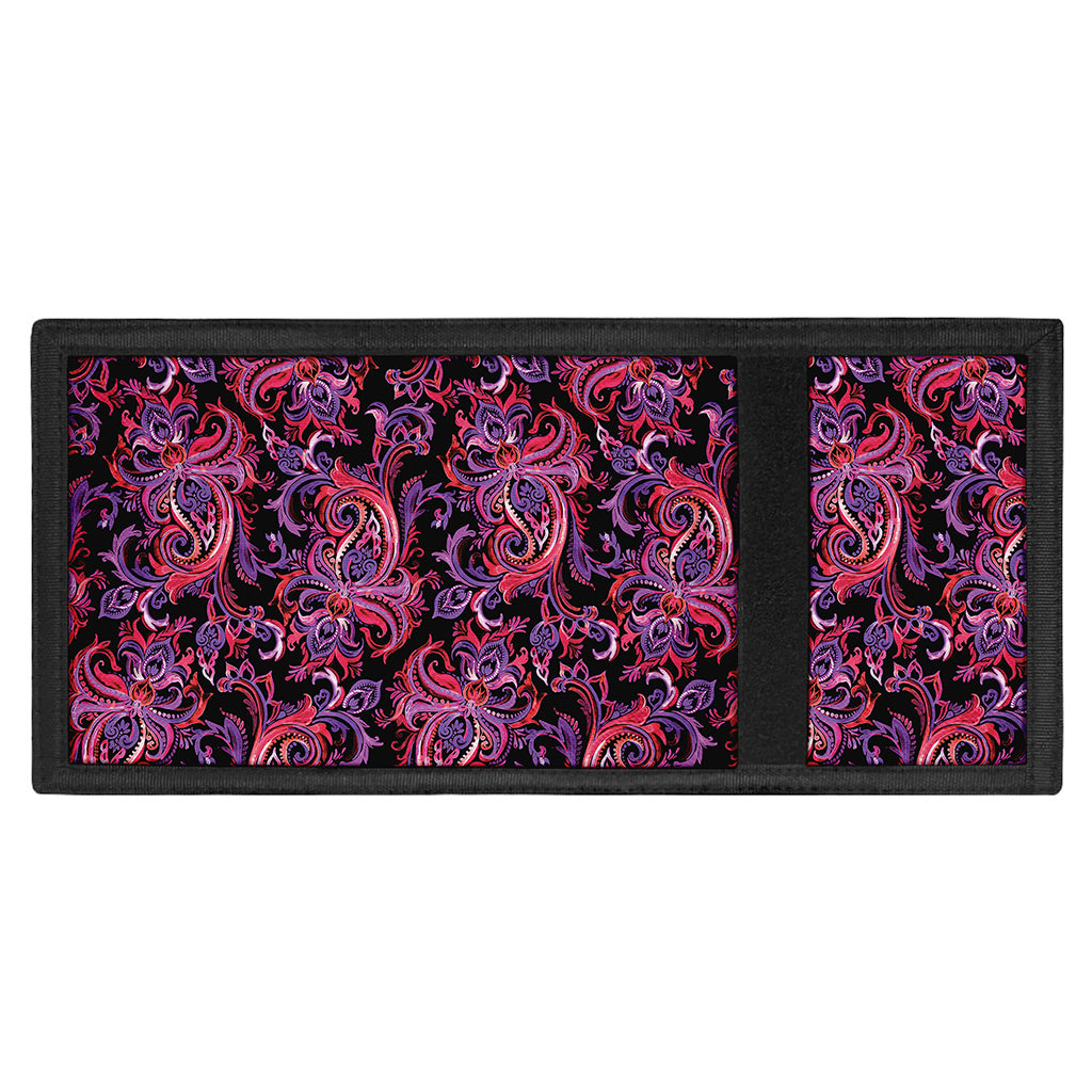 Purple Paisley Pattern Print Trifold Wallet