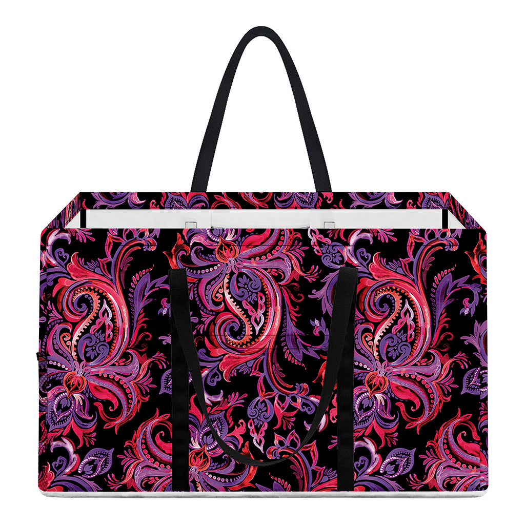 Purple Paisley Pattern Print Utility Tote Bag