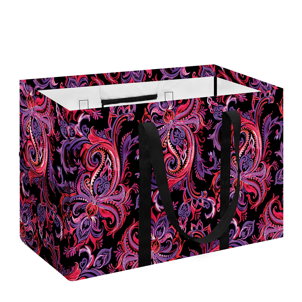 Purple Paisley Pattern Print Utility Tote Bag