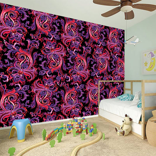 Purple Paisley Pattern Print Wall Sticker