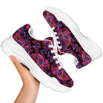 Purple Paisley Pattern Print White Chunky Shoes