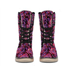 Purple Paisley Pattern Print Winter Boots