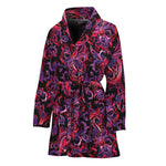 Purple Paisley Pattern Print Women's Bathrobe