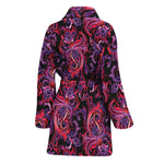 Purple Paisley Pattern Print Women's Bathrobe