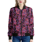 Purple Paisley Pattern Print Women's Bomber Jacket