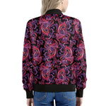 Purple Paisley Pattern Print Women's Bomber Jacket