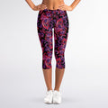 Purple Paisley Pattern Print Women's Capri Leggings