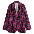 Purple Paisley Pattern Print Women's Cotton Blazer