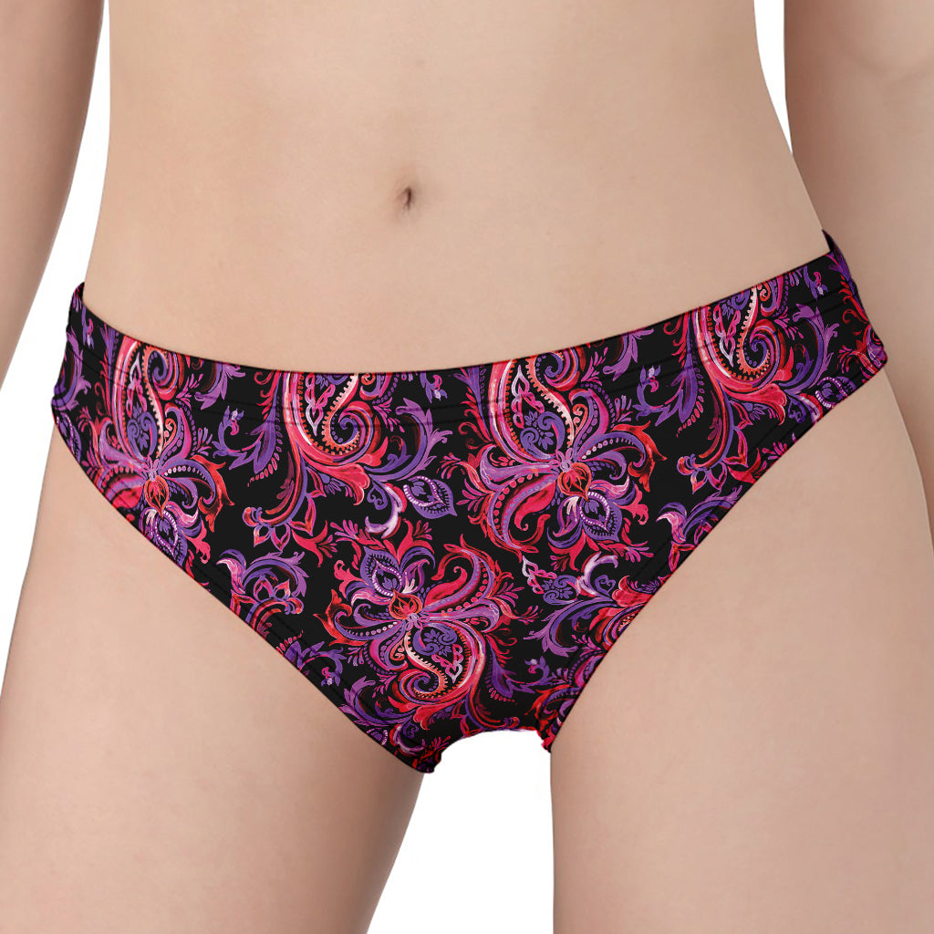 Purple Paisley Pattern Print Women's Panties