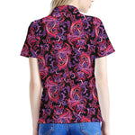Purple Paisley Pattern Print Women's Polo Shirt
