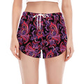 Purple Paisley Pattern Print Women's Split Running Shorts