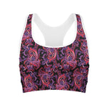 Purple Paisley Pattern Print Women's Sports Bra
