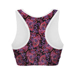Purple Paisley Pattern Print Women's Sports Bra