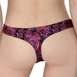 Purple Paisley Pattern Print Women's Thong