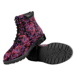 Purple Paisley Pattern Print Work Boots