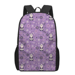 Purple Panda And Flower Pattern Print 17 Inch Backpack